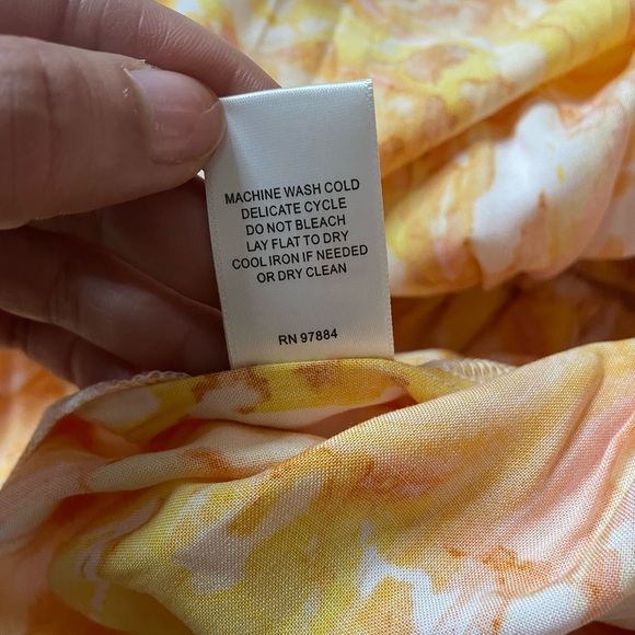 Tart Orange, Yellow, White Tiered Ruffle Kallie Sunset Cloud Dress Size Small - Picture 8 of 8